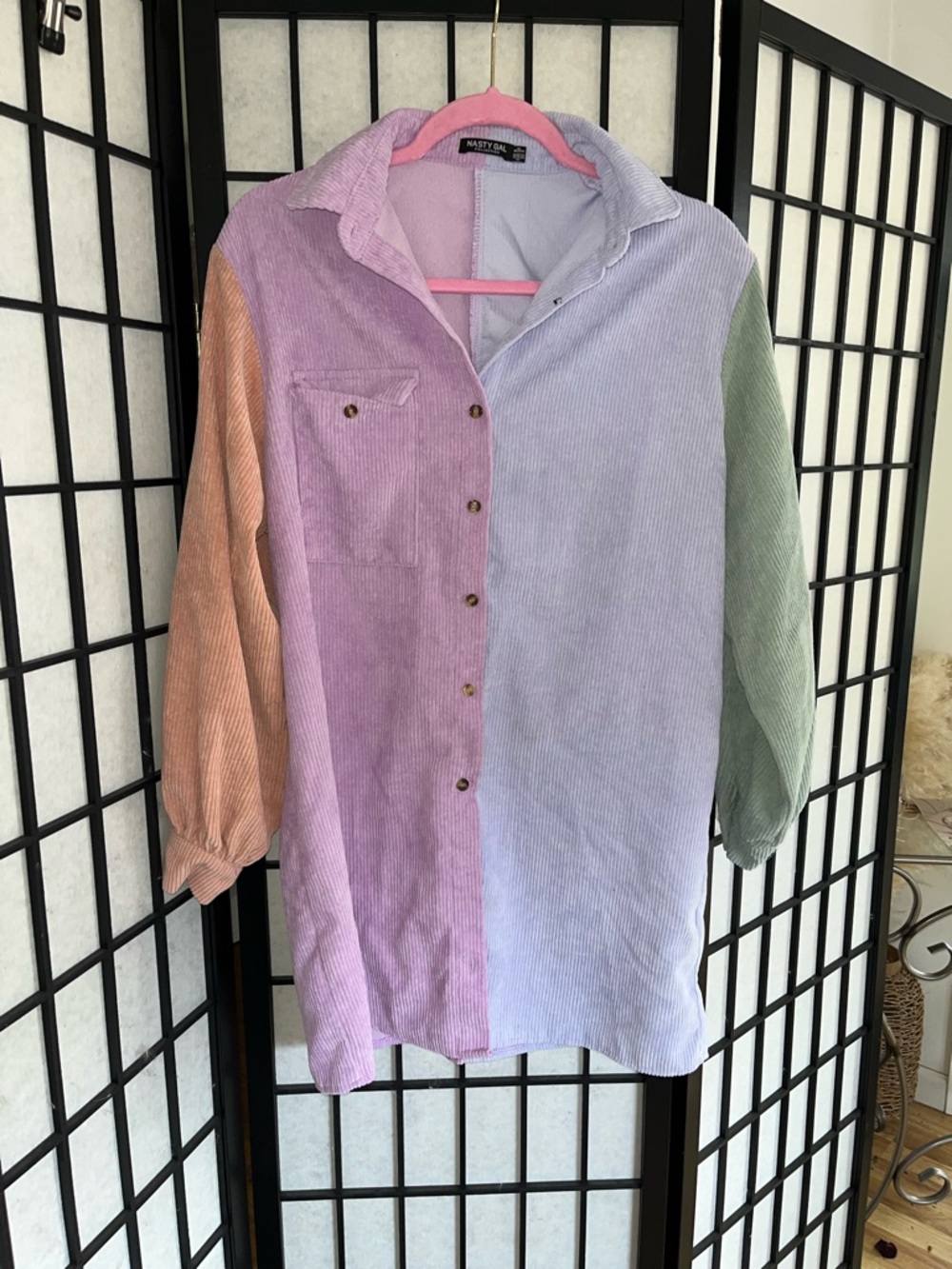Nasty Gal Pastel Corduroy Shirt Dress